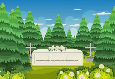 Scene with cemetery graveyard illustration