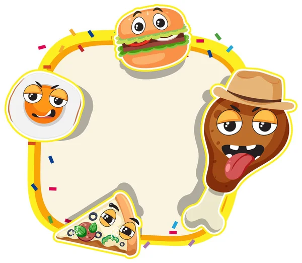 Food Cartoon Frame Text Template Illustration — ストックベクタ
