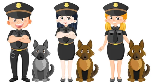 Politie Officier Cartoon Karakter Witte Achtergrond Illustratie — Stockvector