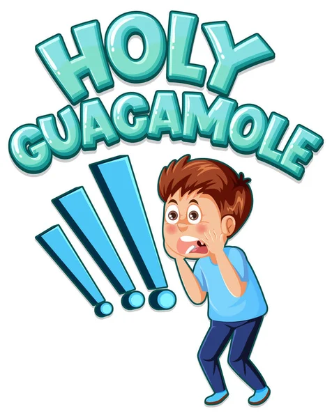 Cute Cartoon Character Shouting Holy Guacamole Icon Illustration — Stockvektor