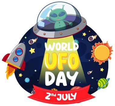 Dünya UFO Günü Poster Tasarımı illüstrasyonu