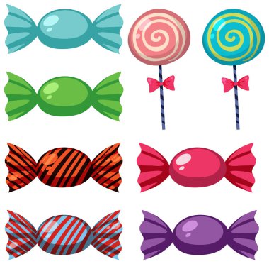 Set of sweet on white background illustration