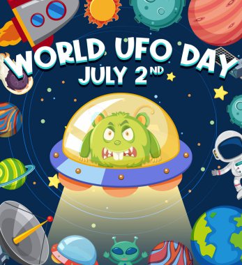Dünya UFO Günü Poster Tasarımı illüstrasyonu
