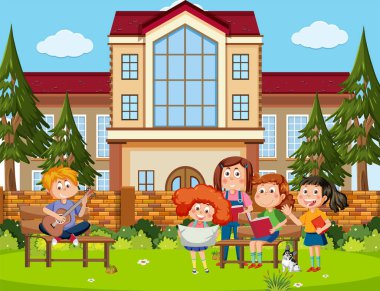 Okuldaki mutlu çocuklar