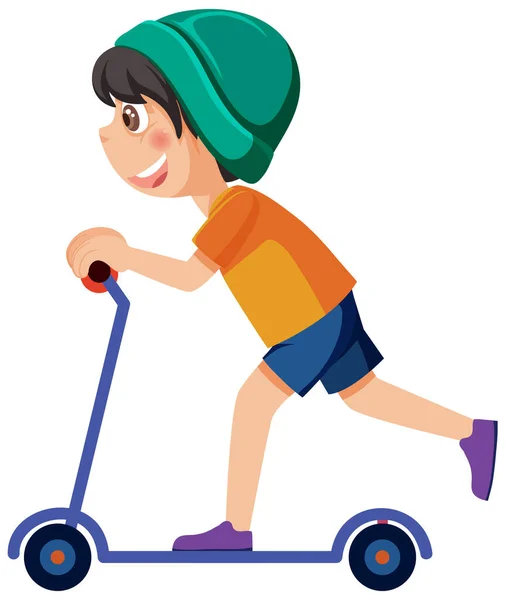Boy Kick Scooter Cartoon Character Illustration — Image vectorielle