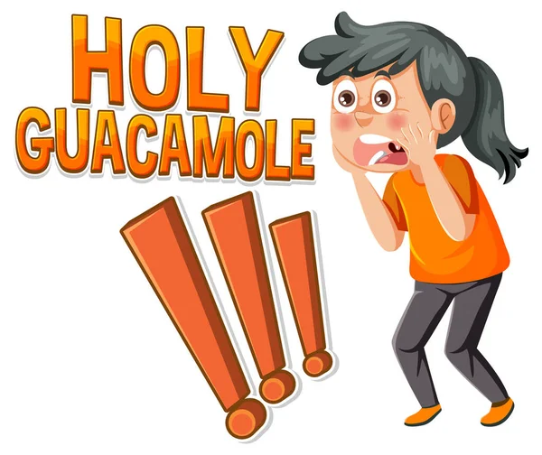 Cute Cartoon Character Shouting Holy Guacamole Icon Illustration — Stockvektor