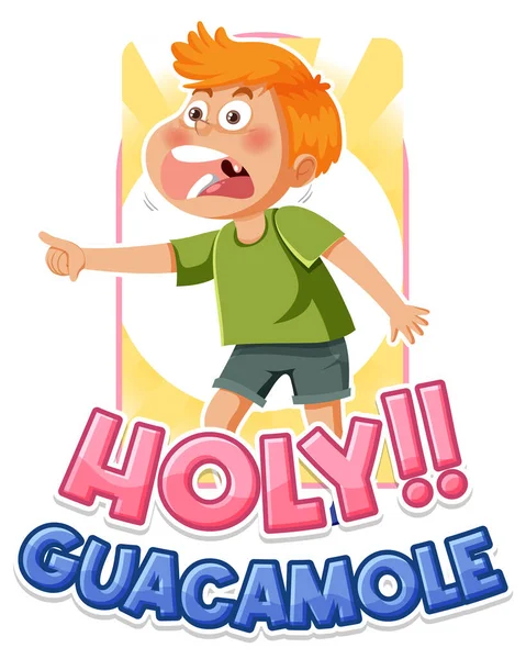 Cute Cartoon Character Shouting Holy Guacamole Icon Illustration - Stok Vektor