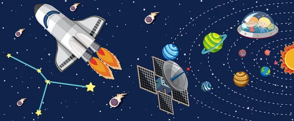 Cartoon Space Background Template Illustration — Image vectorielle
