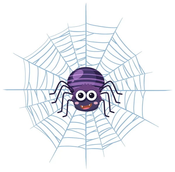 Spider Απομονωμένη Εικόνα Κινουμένων Σχεδίων Spiderweb — Διανυσματικό Αρχείο