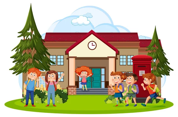 Front School Children Illustration — Wektor stockowy