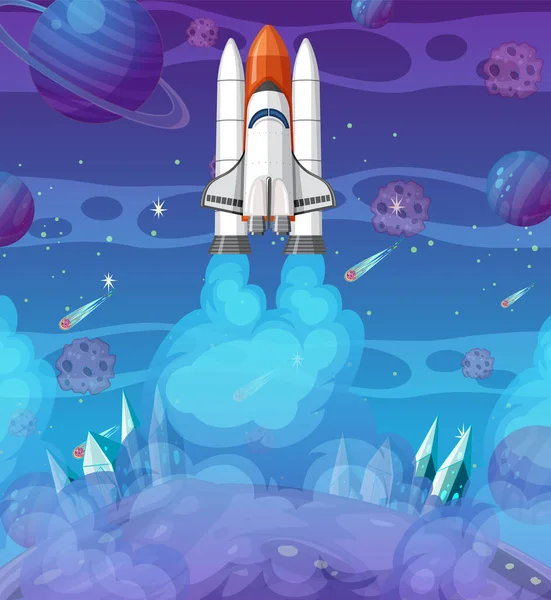 Spaceship Galaxy Background Illustration — Vector de stock
