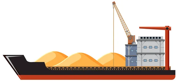 Sand Cargo Ship Isolated Illustration — Vetor de Stock