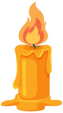 Isolated yellow candle on white background illustration