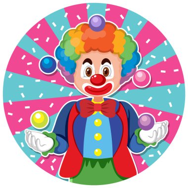 Circus clown icon on white background illustration