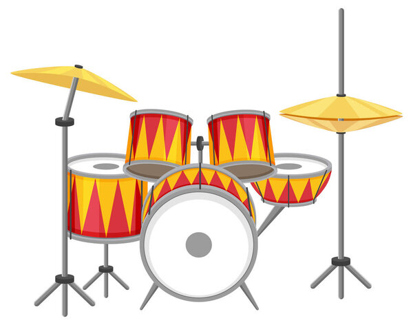 Барабанная установка на белом фоне