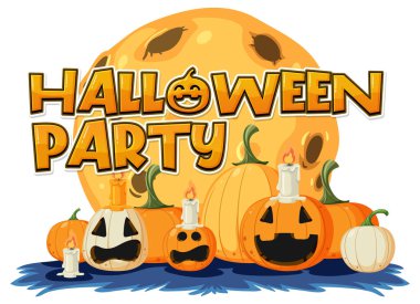 Happy Halloween Text Logo Cartoon Concept illustration