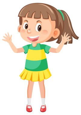 Hoş bir jest çizimi olan neşeli kız.