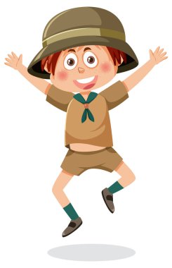 A boy wearing camping outfit illustration