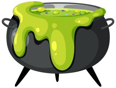 Witch magic potion pot on white background illustration