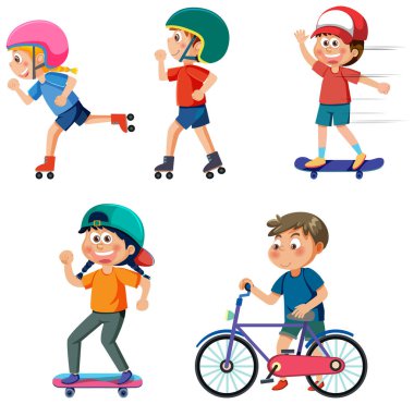 Children doing different activities set illustration