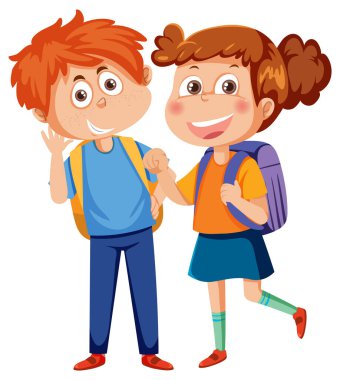 School kids cartoon character illustration