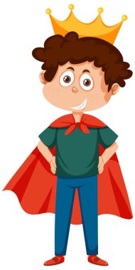 A boy with king costume illustration
