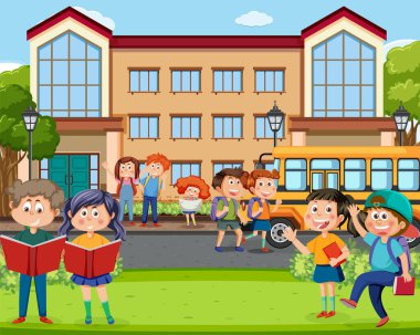 Okuldaki mutlu çocuklar