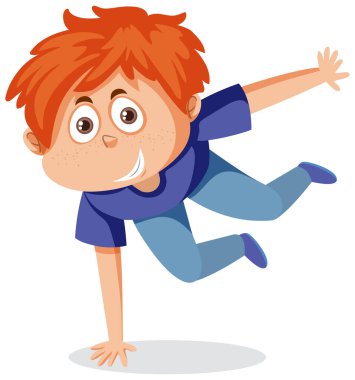 Active boy dancing cartoon character illustration