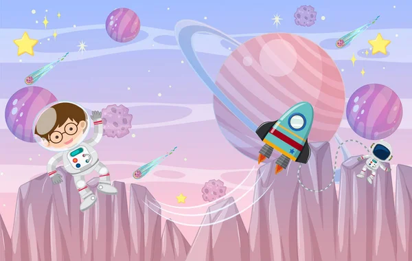 Cartoon Space Background Template Illustration — Stock vektor