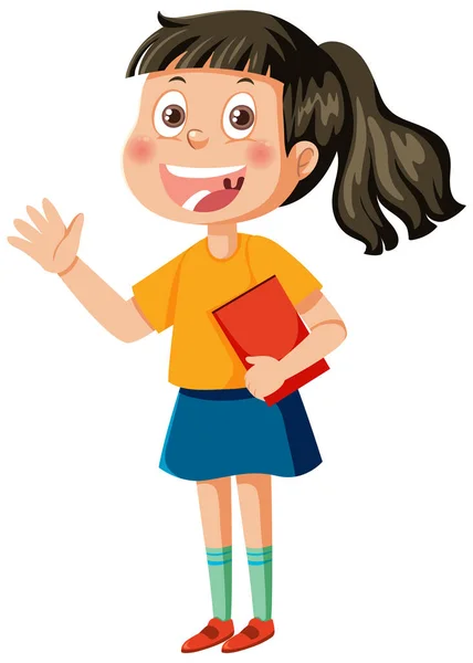 Cartoon Young Girl Speaking Illustration — Stockvektor