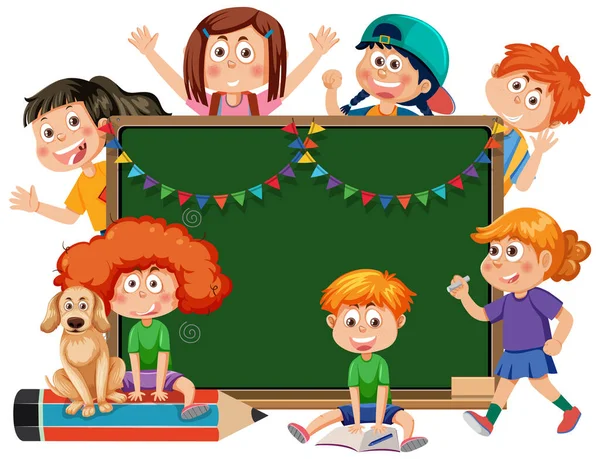 Chalkboard School Kids Template Illustration — Stockový vektor