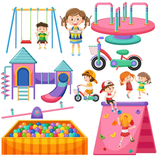 Set Diversi Simpatici Bambini Oggetti Illustrazione — Vettoriale Stock