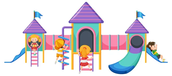 Parco Giochi Bambini Scivolo Impostato Sfondo Bianco Illustrazione — Vettoriale Stock