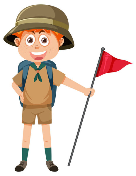 Cute boy wearing camping outfit illustration