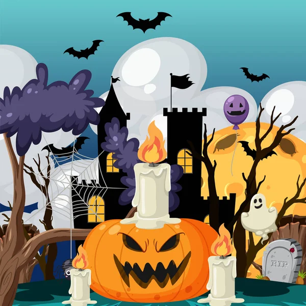 Happy Halloween Poster Template Illustration — Archivo Imágenes Vectoriales