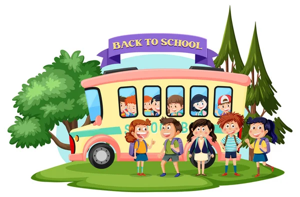 Back School Kids Cartoon Character Illustration — 图库矢量图片