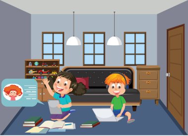 Çocuklar evde resim dersinde online öğreniyor