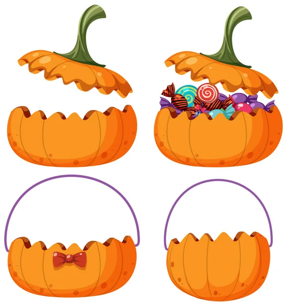 Set Halloween Pumpkin White Background Illustration — Archivo Imágenes Vectoriales