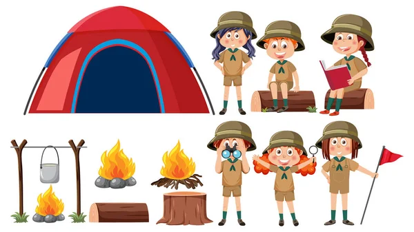 Dzieci Camping Ilustracja Strój — Wektor stockowy