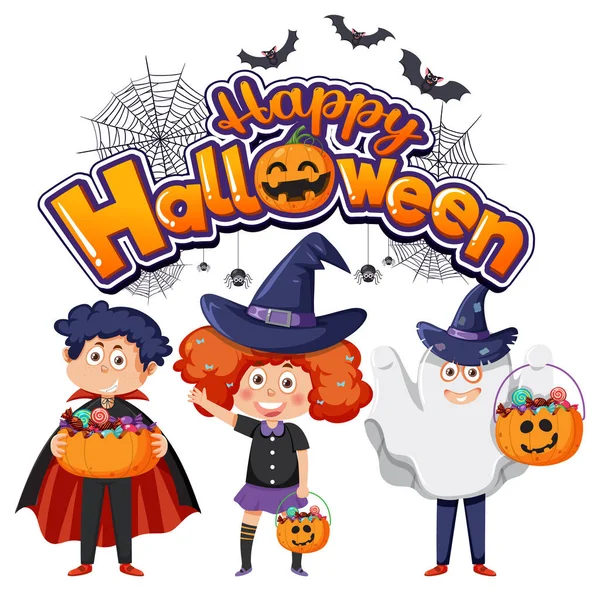 Happy Halloween Font Logo Illustration — Vector de stock