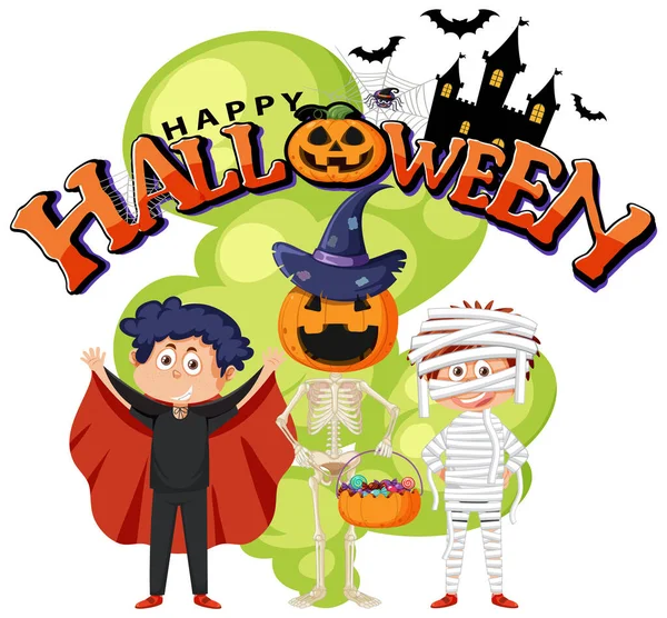 Happy Halloween Text Logo Illustration — Vector de stock