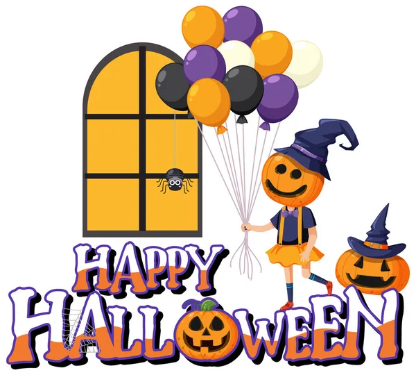 Joyeux Halloween Avec Illustration Personnage Bande Dessinée — Image vectorielle