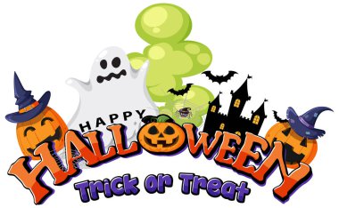 Happy Halloween Text Logo  illustration