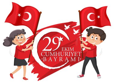 Türkiye Cumhuriyeti Günü metin tasarımı illüstrasyonu