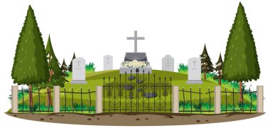 Mezarlık sahnesi izole edilmiş.