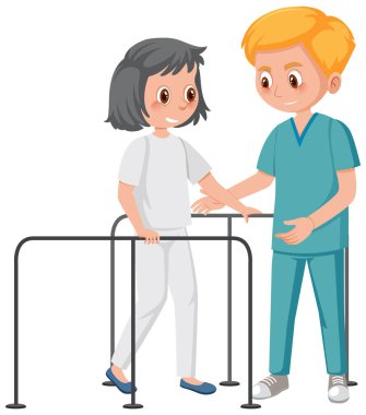 Hasta çizgi film karakteri çizimi olan hemşire.