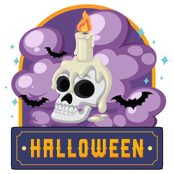 Happy Halloween Text Logo Cartoon Concept Illustration — ストックベクタ