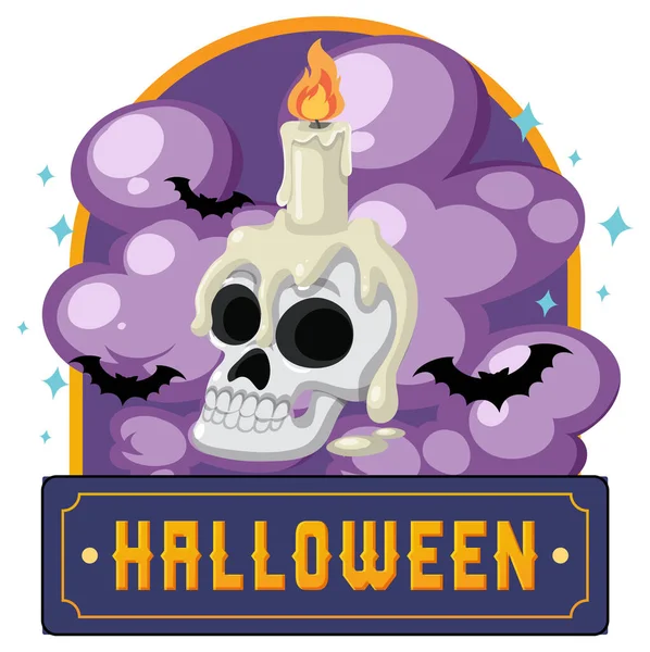 Happy Halloween Text Logo Cartoon Concept Illustration — Image vectorielle