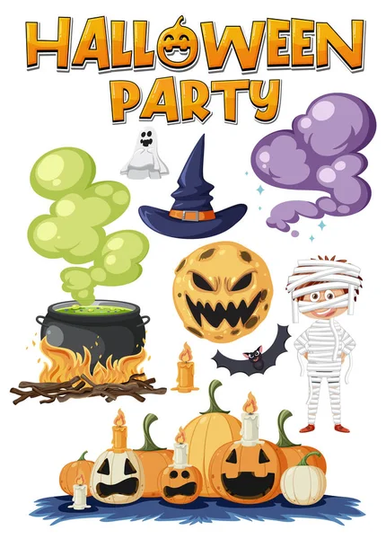 Halloween Cartoon Character Elements Set Illustration — Vector de stock