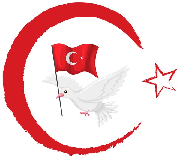 Flag Turkey Crescent Moon Star Illustration — стоковий вектор